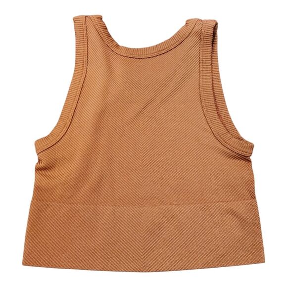 ALLY Ribbed Cropped Tank Top Size XS Brown Casual Streetware Summer Outdoor - Picture 2 of 6
